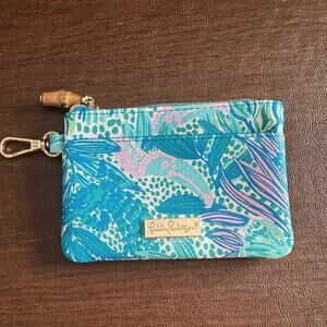 Lilly Pulitzer Zip Wallet -Change Purse Holiday In The Sun Botanical Green NWOT